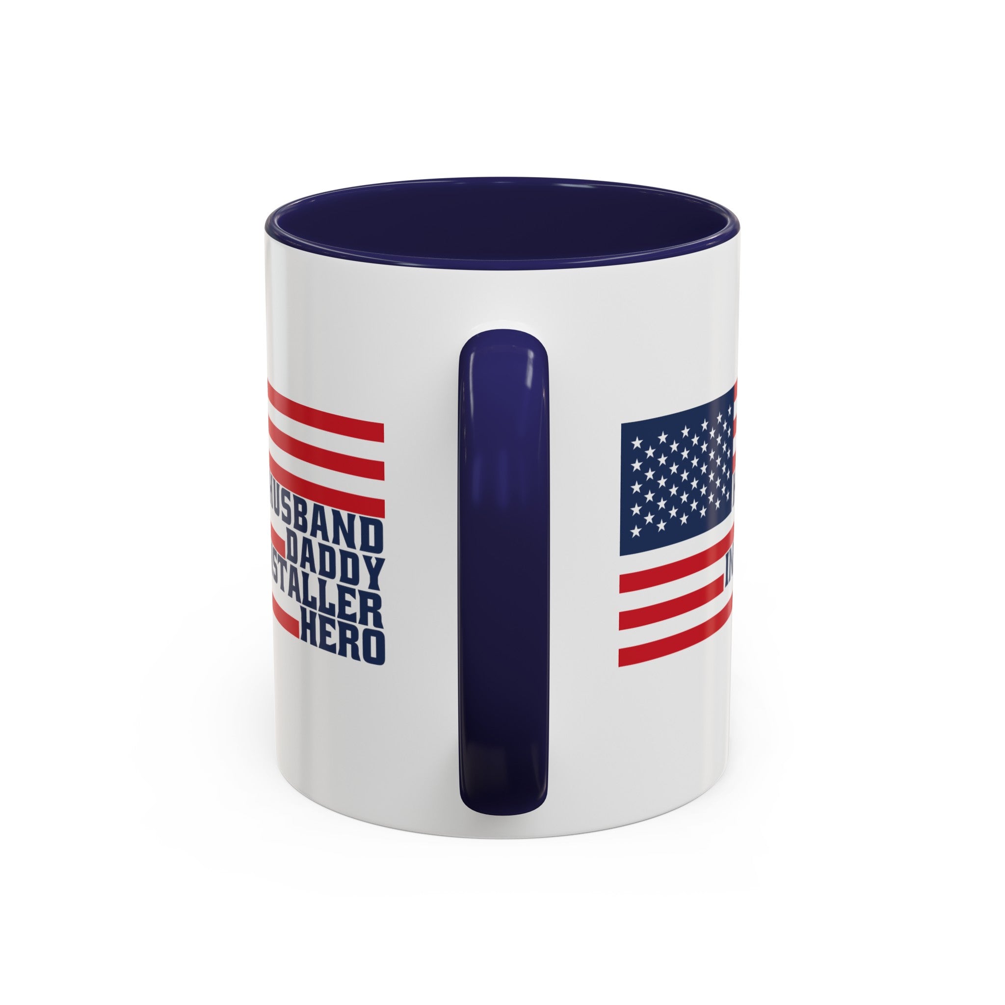 Huband, Daddy, Installer Hero American Flag Color Accent Mug