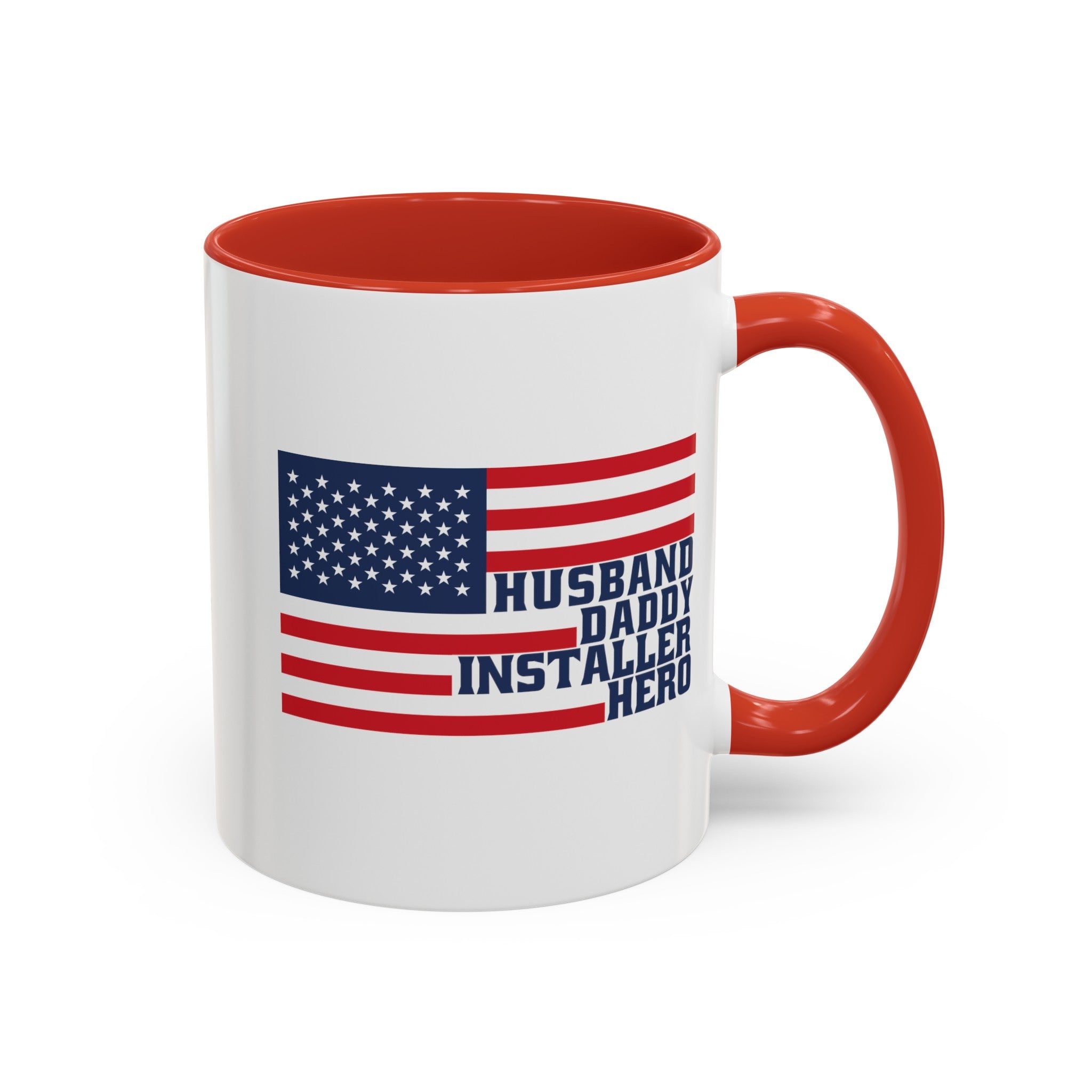 Huband, Daddy, Installer Hero American Flag Color Accent Mug