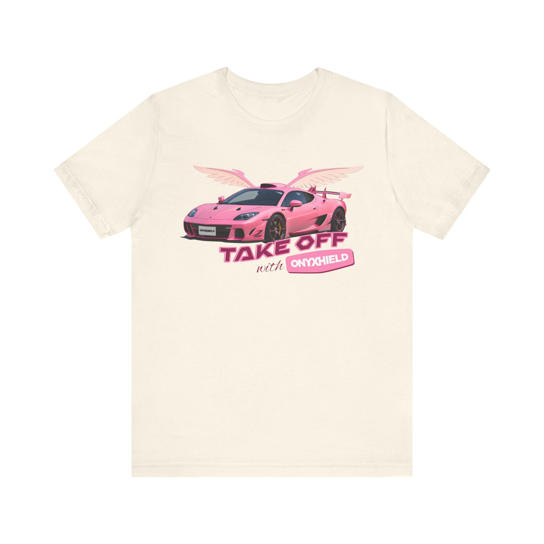 Take Off with Onxyhield Pink Wing Car T-Shirt