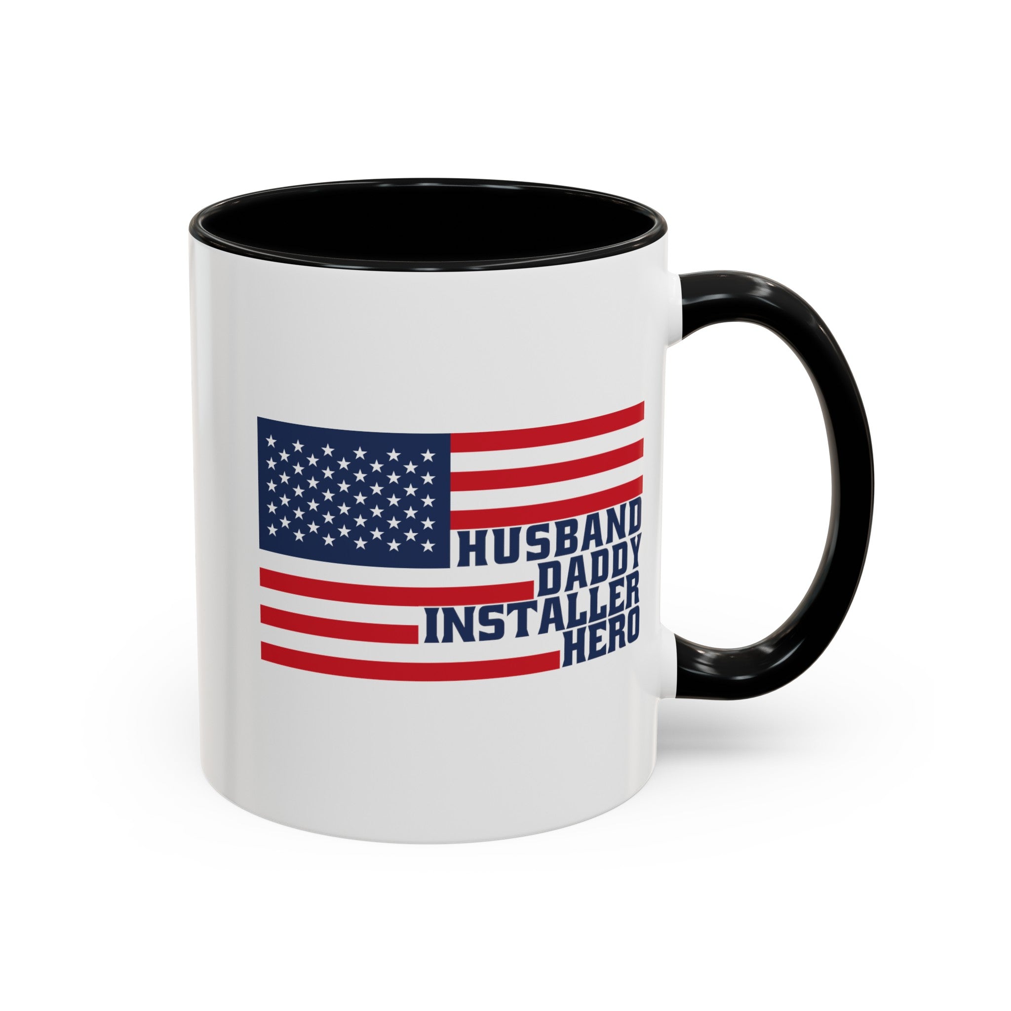 Huband, Daddy, Installer Hero American Flag Color Accent Mug