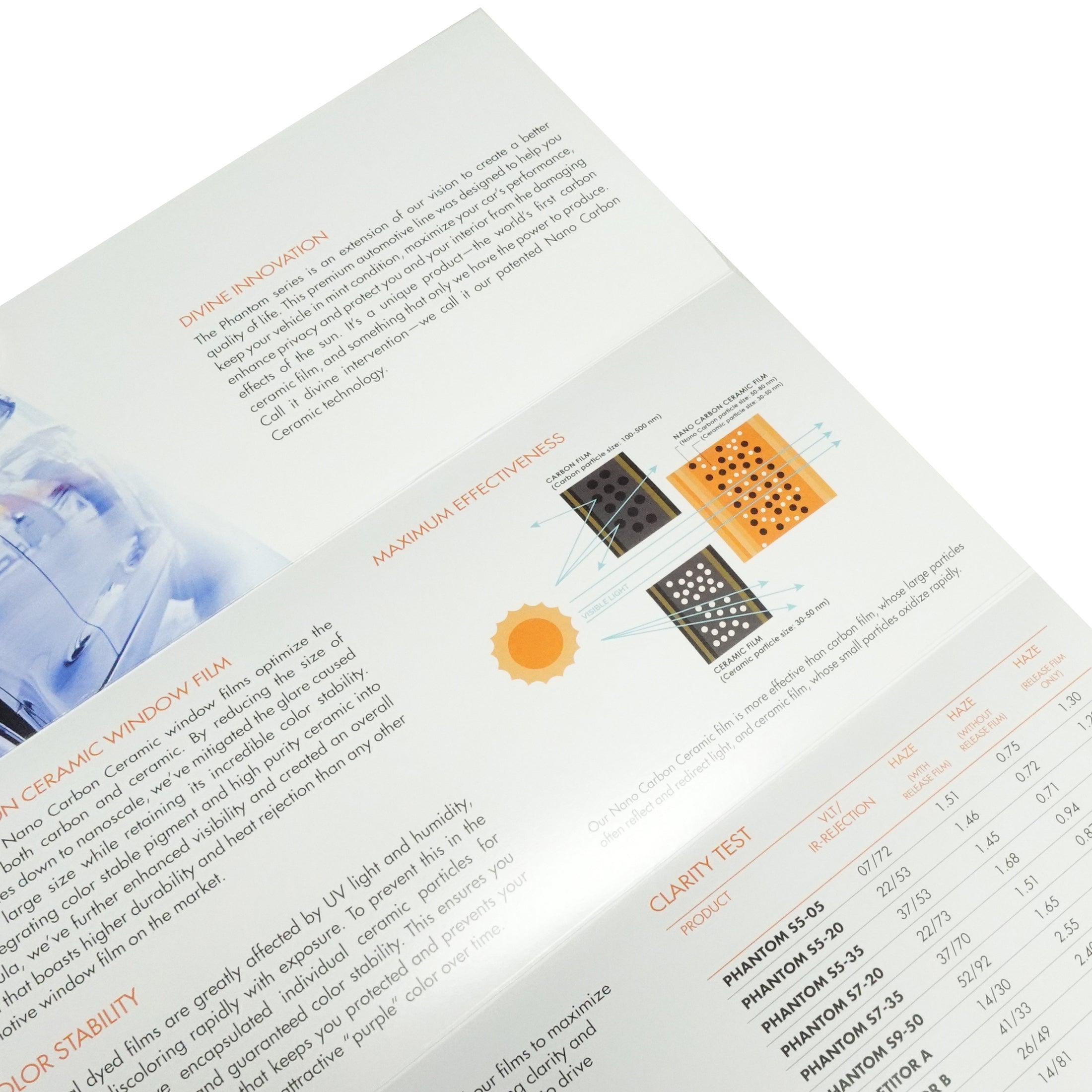 Phantom Automotive Window Film Trifold Brochure